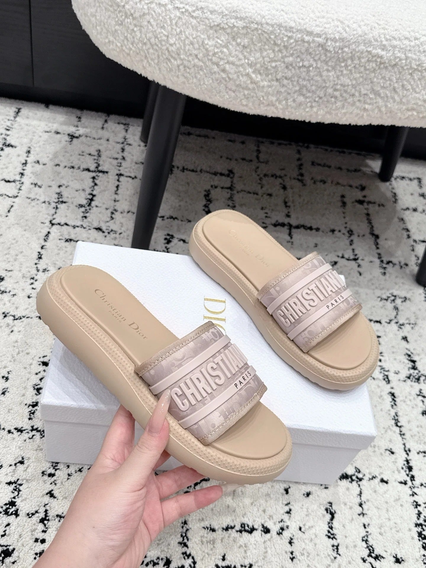 Dior 2026 Embroidered Platform Sandals Fabric Leather 924817