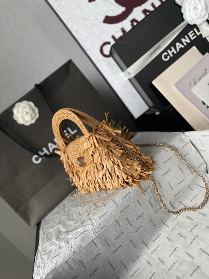 Chanel 2026 Bag 19cm Light Brown Raffia 140935