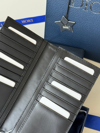 CD Long Vertical Wallet  Black Jacquard Cowhide