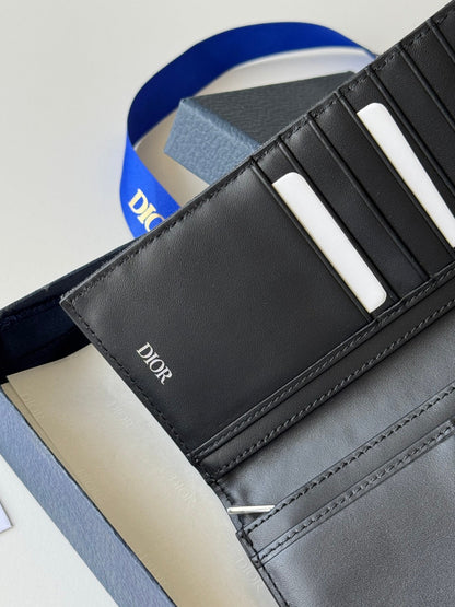CD Long Vertical Wallet  Black Jacquard Cowhide