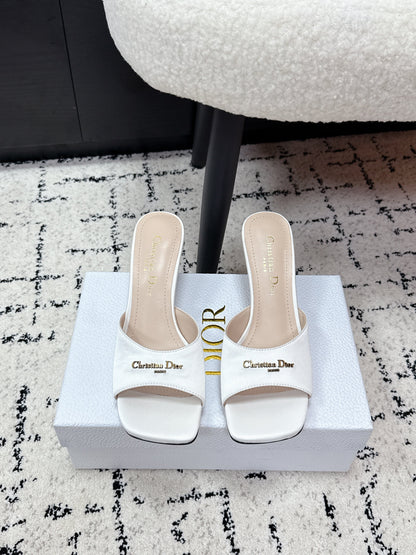 CD Square-Toed Sandal White Satin 617519