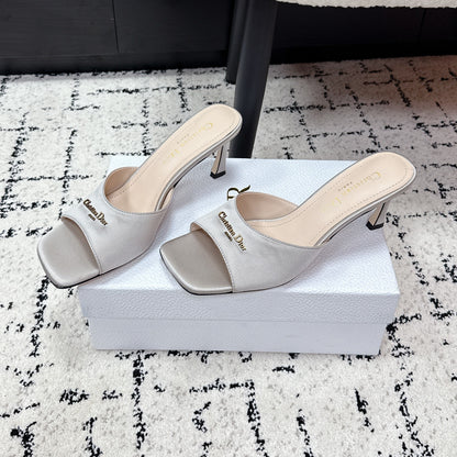 CD Square-Toed Sandal Grey Satin 617521