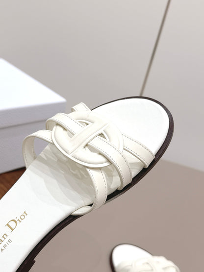 CD 26s D-Club Slide Sandal White Calfskin 738248