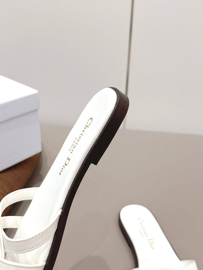 CD 26s D-Club Slide Sandal White Calfskin 738248