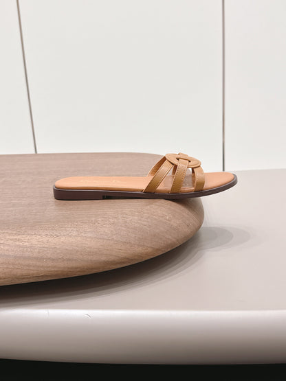CD 26s D-Club Slide Sandal Tan Calfskin 738246