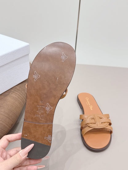 CD 26s D-Club Slide Sandal Tan Calfskin 738246