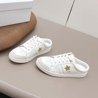 CD Dior Gold Star Mule White Suede Leather 739313