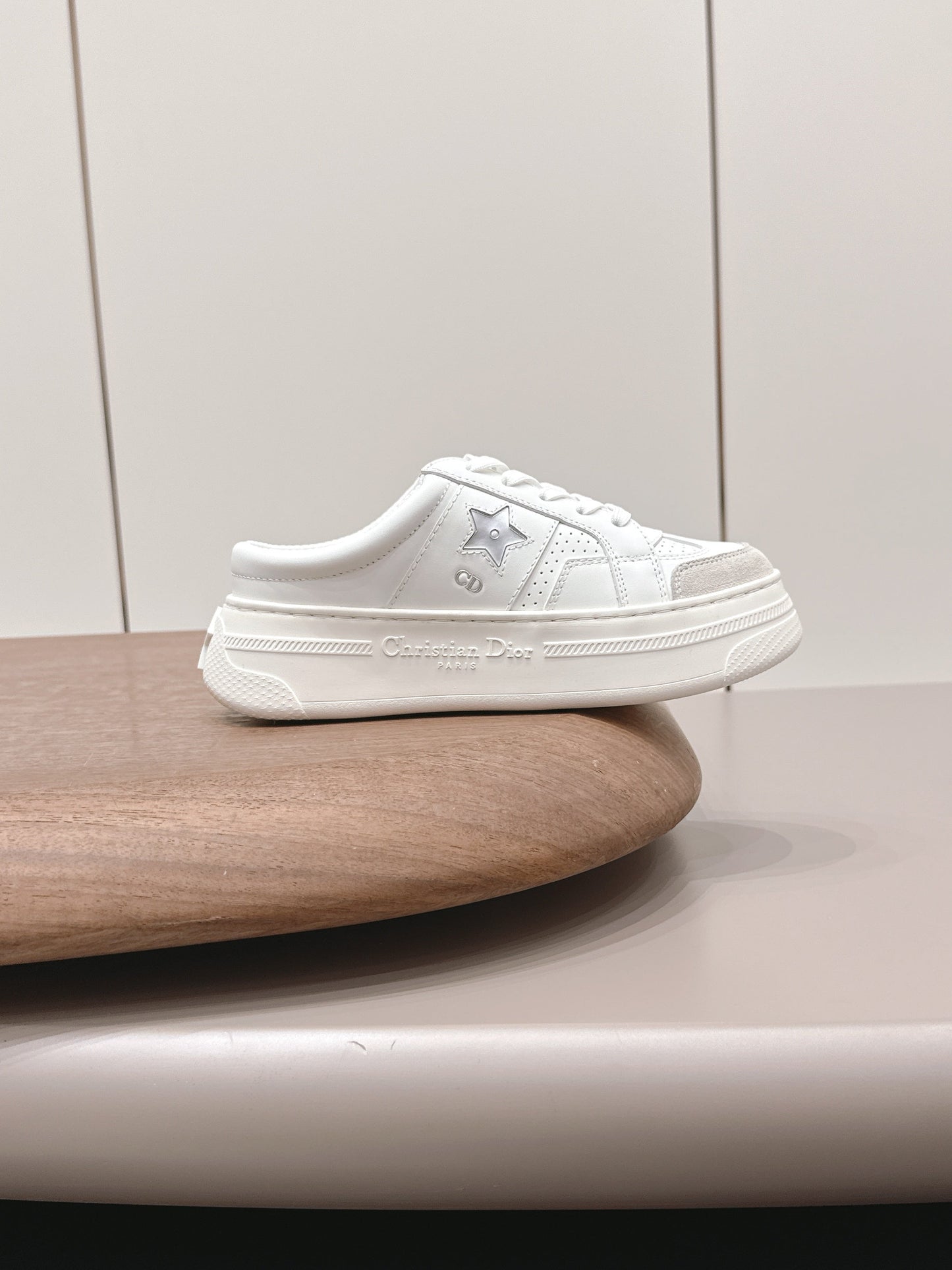 CD Dior Sliver Star Mule White Suede Leather 739310