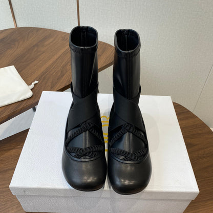 CD Ballet Stretch Boots Black Sheepskin 431503