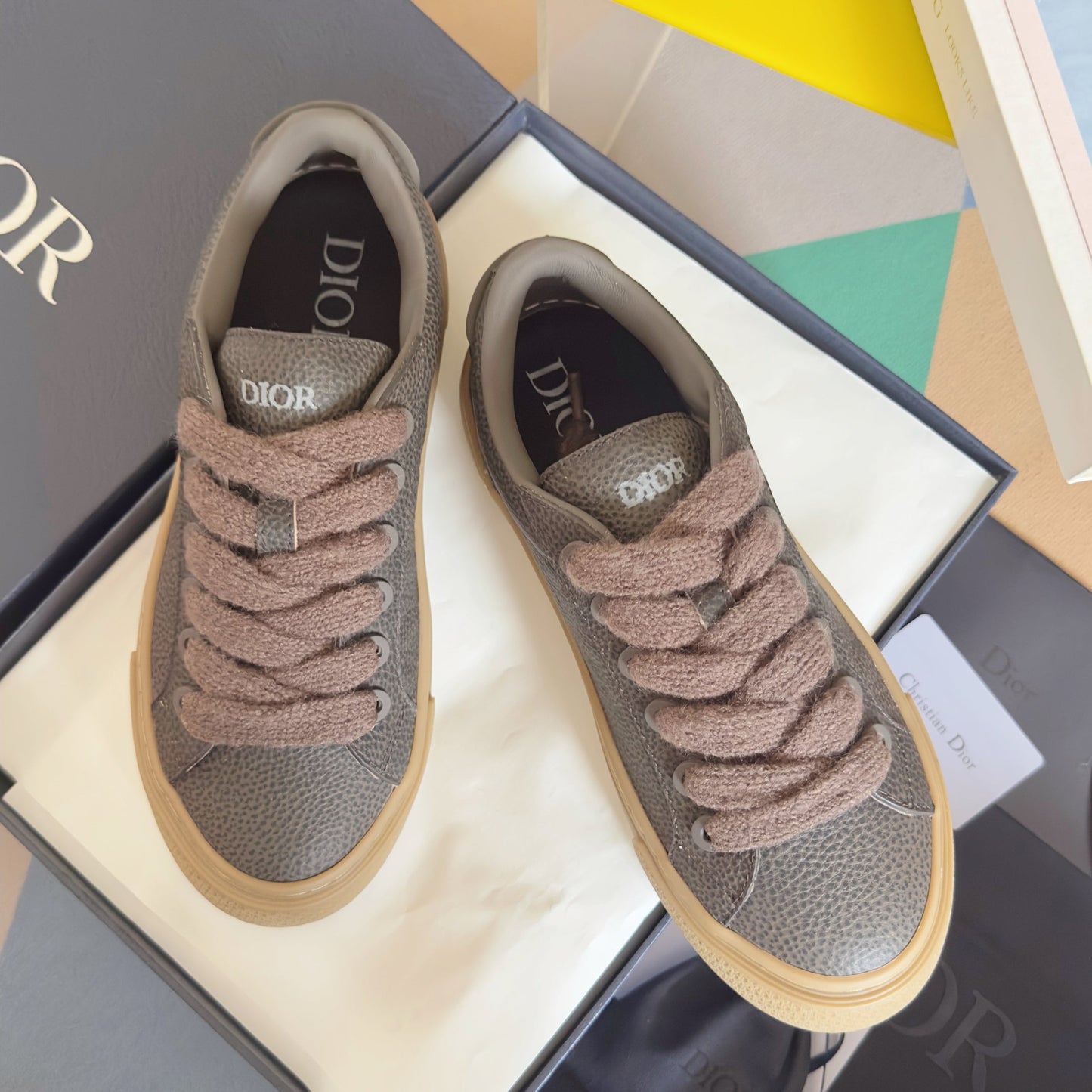 CD 26 B33 Platform Sneakers Dark Gray Monogram Cowhide 609188