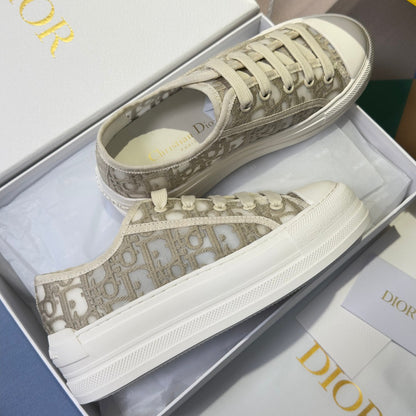 Dior 2026 Walk'n'Dior Platform Sneaker White Beige Fabric Sheepskin 713665