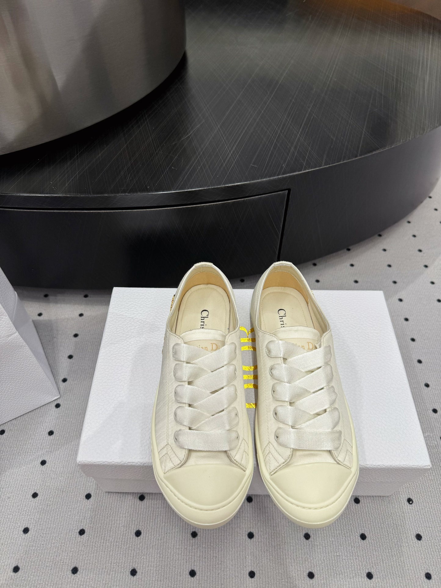 Dior Lucky Sneaker Ivory Satin 618069