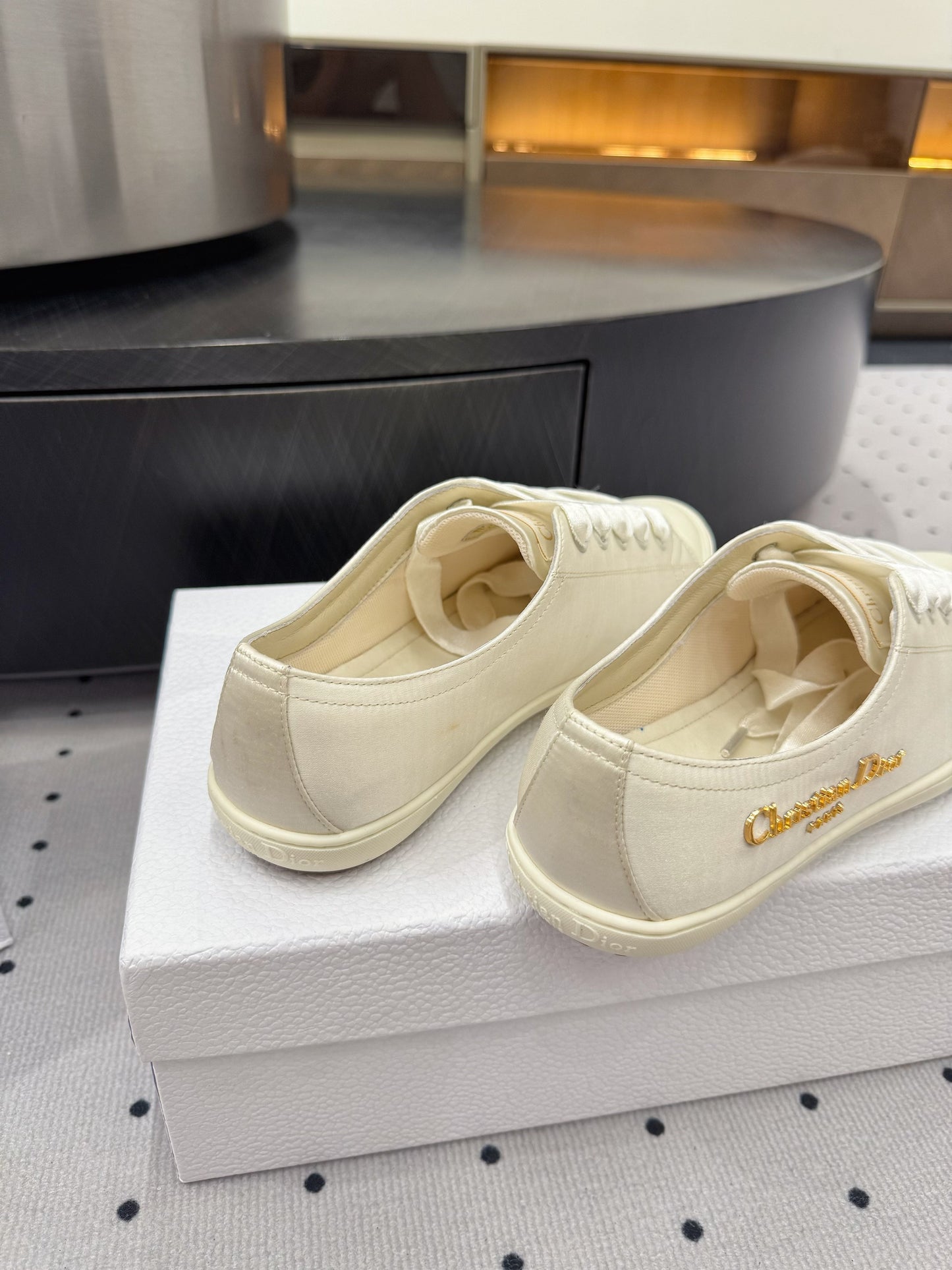 Dior Lucky Sneaker Ivory Satin 618069