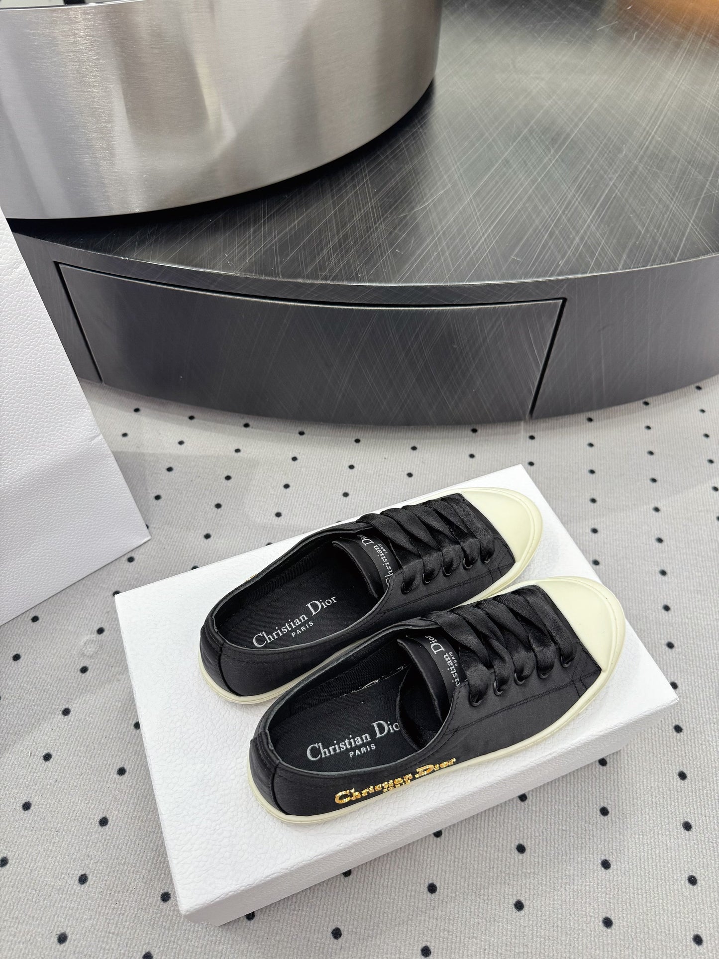 Dior Lucky Sneaker Black Satin  618071