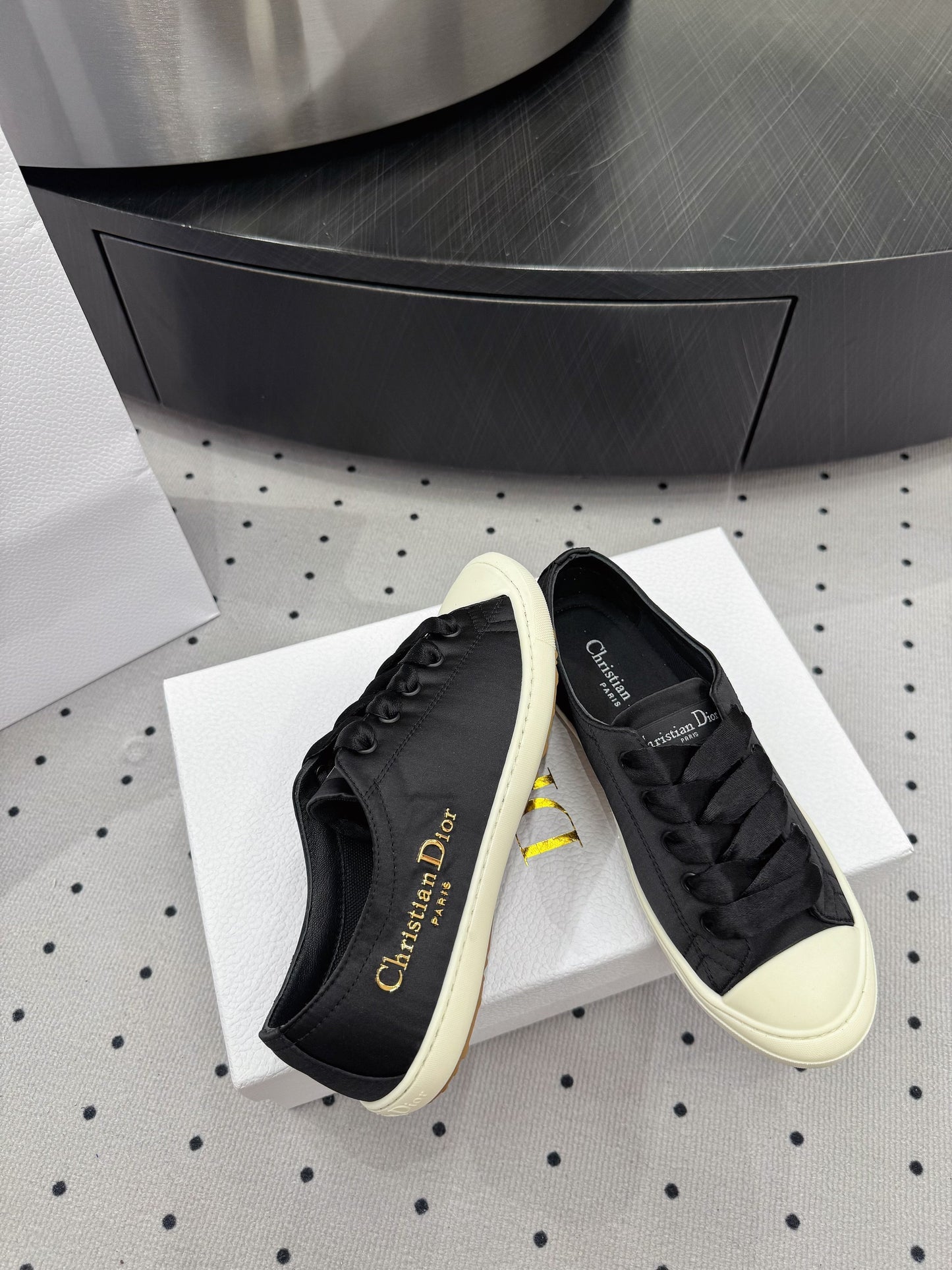 Dior Lucky Sneaker Black Satin  618071