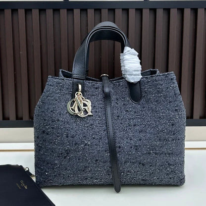 Dior 2026 Tourjours Bag 28.5cm Dark Grey Denim Leather