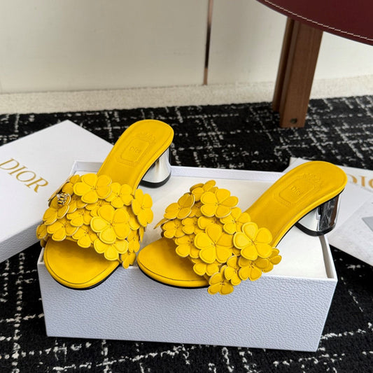 CD 26s Bloom Heeled Slides 4.5cm Yellow Cowhide 966825