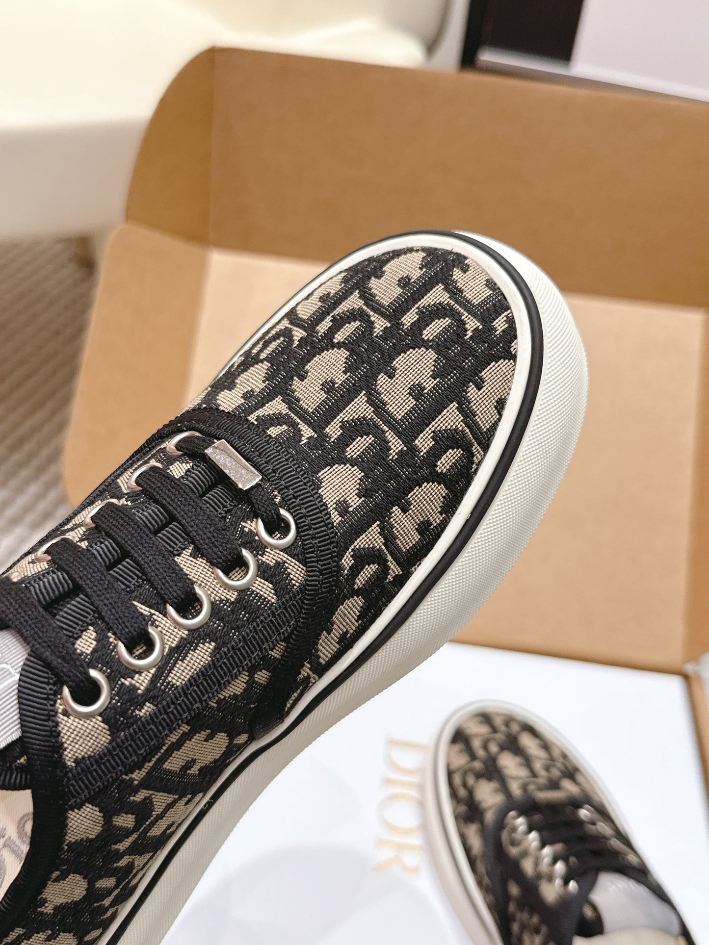CD Saltwind Sneaker Black Beige Oblique Jacquard Cotton 632436