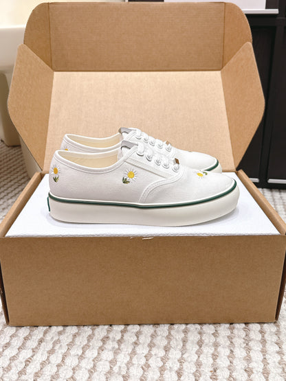 CD Saltwind Sneakers White Chrysanthemum Embroidery Canvas 632437