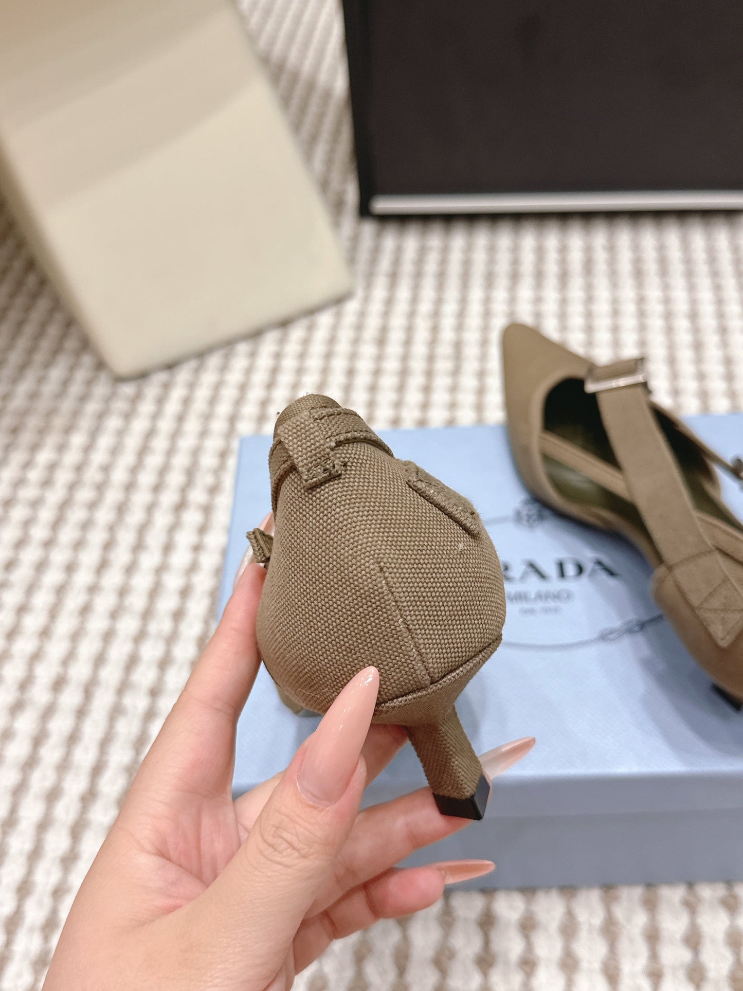 PRA 2026S High Heel Pump 45 Taupe Canvas 658333