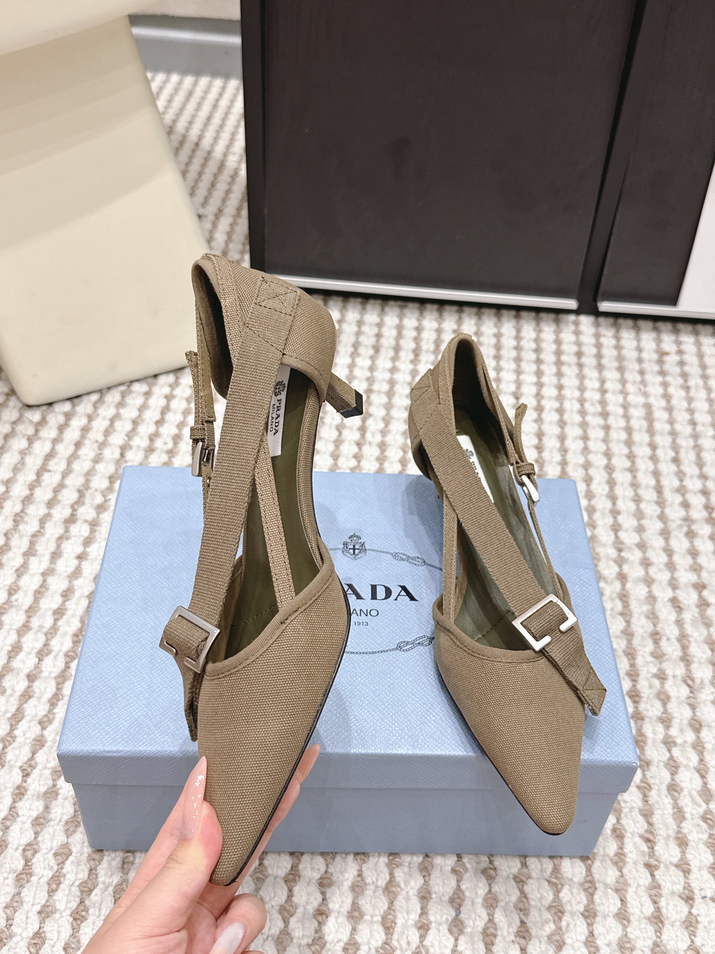 PRA 2026S High Heel Pump 45 Taupe Canvas 658333