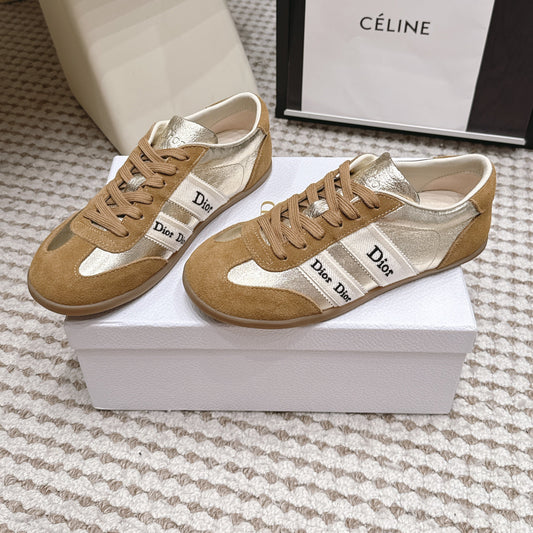 CD Ribbon Sneaker Brown Sliver Suede Leather 930295
