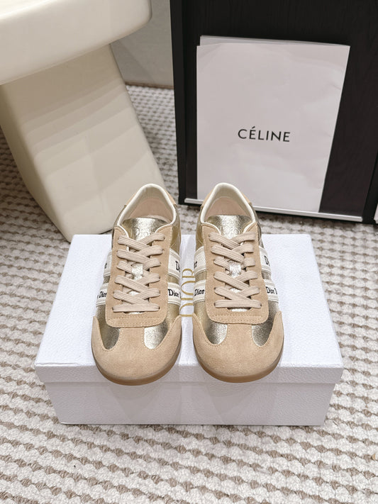 CD Ribbon Sneaker Sliver Khaki Suede Leather  930298