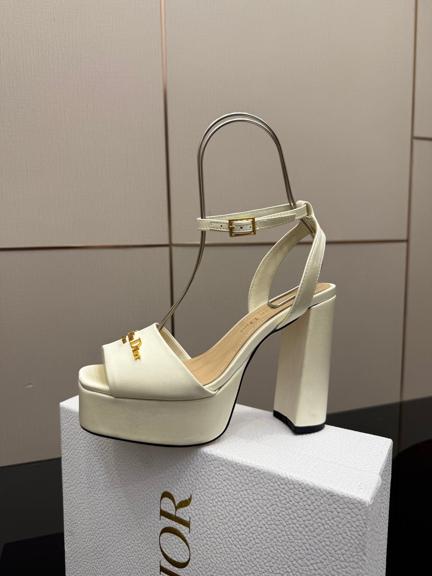 CD 26s High Heel Sandals 120mm White Satin