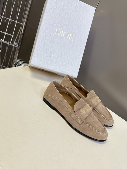 CD  Boy Loafer Rope 5mm  Beige Suede Calfskin  492542