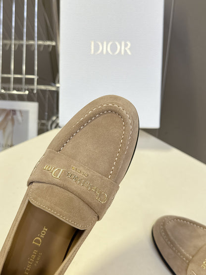 CD  Boy Loafer Rope 5mm  Beige Suede Calfskin  492542