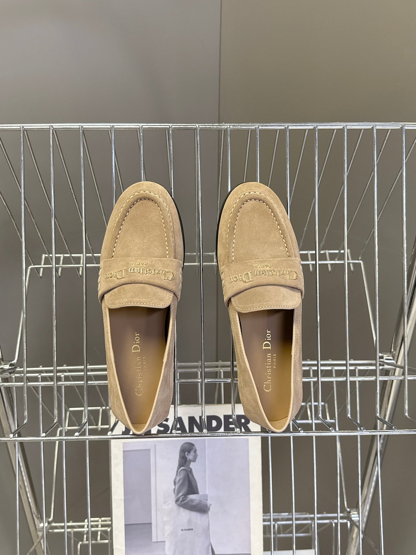 CD  Boy Loafer Rope 5mm  Beige Suede Calfskin  492542