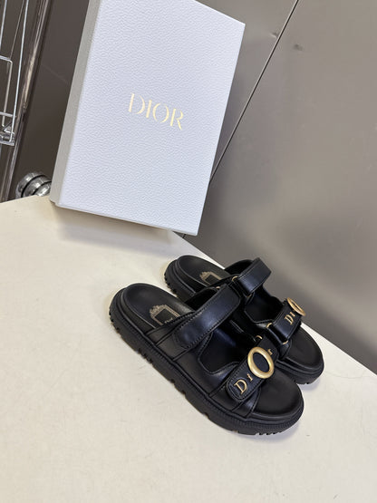 Dior 2026 Velcro Slip-on Sandal Black Leather 716903