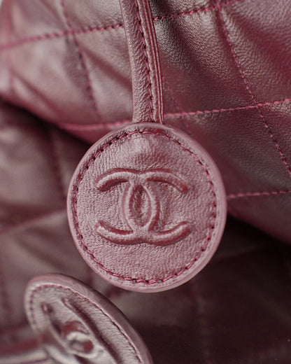 Chanel 26 Drawstring Bag Burgundy Lambskin