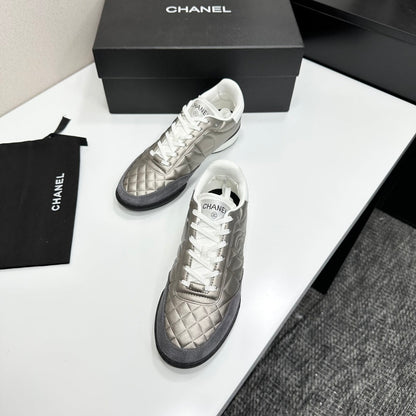 CC 26s Casual Sneakers Gold Metallic Gray Suede Cowhide 626458