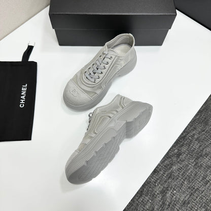 CC 26s Casual Sneakers Rhinestones Light Gray Mesh Sheepskin 626363