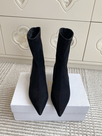 Dior 2025 Tribales Heeled Ankle Boot 50mm Black mix White Suede 501189