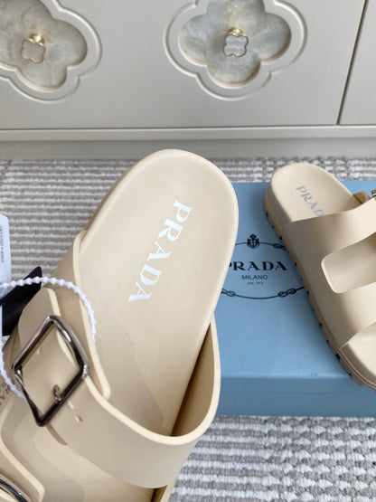 Prada 2026 Double-Strap Buckle Platform Sandals Leather 778938