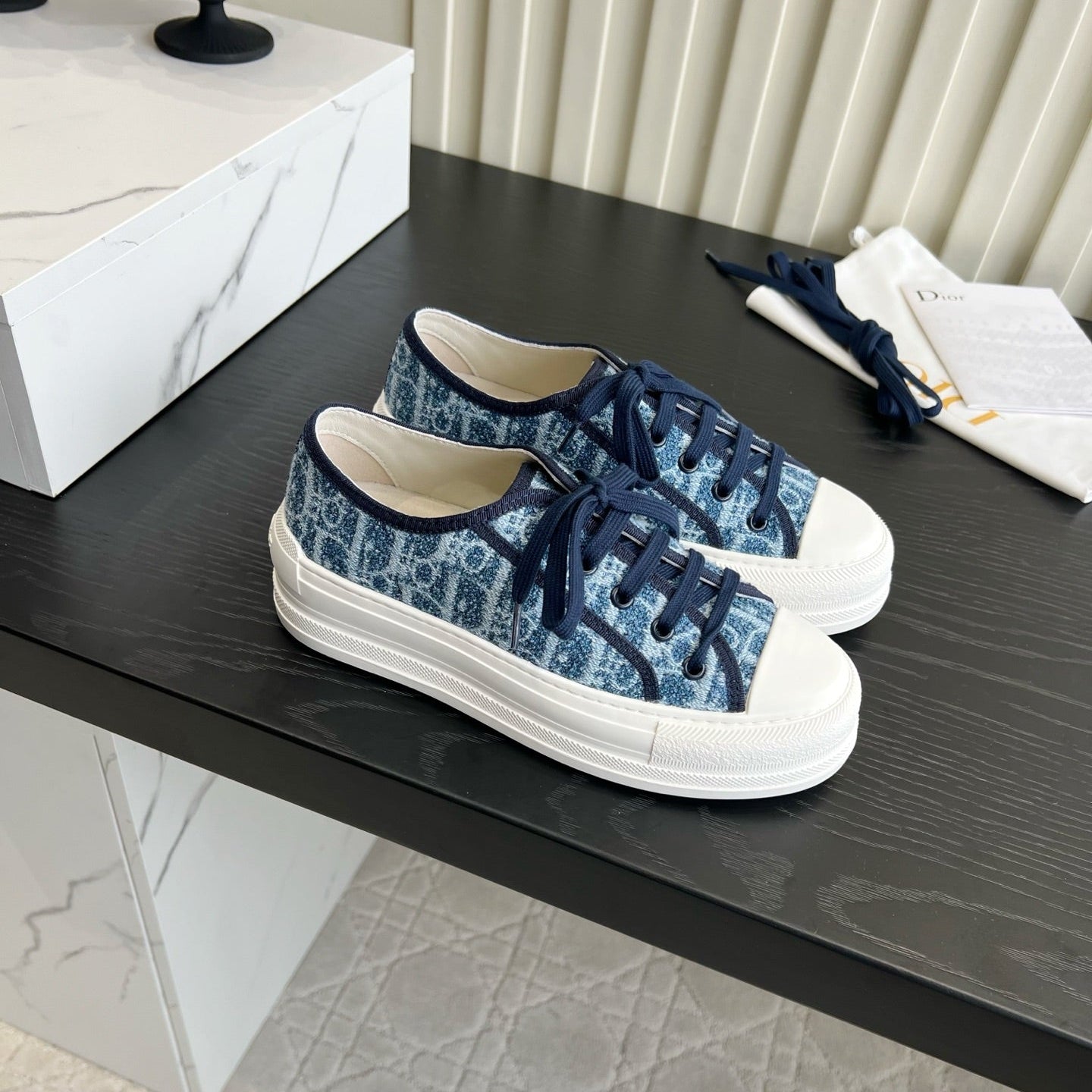 CD Dioriviera Walk'n'Dior Sneaker White Blue Cotton 851242