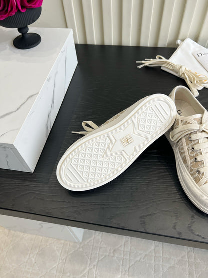 CD Dioriviera Walk'n'Dior Sneaker White Taupe Cotton 851243