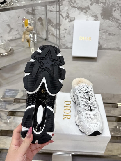 Dior 25 Chrono Sneakers White Black Mesh Calfskin 530324