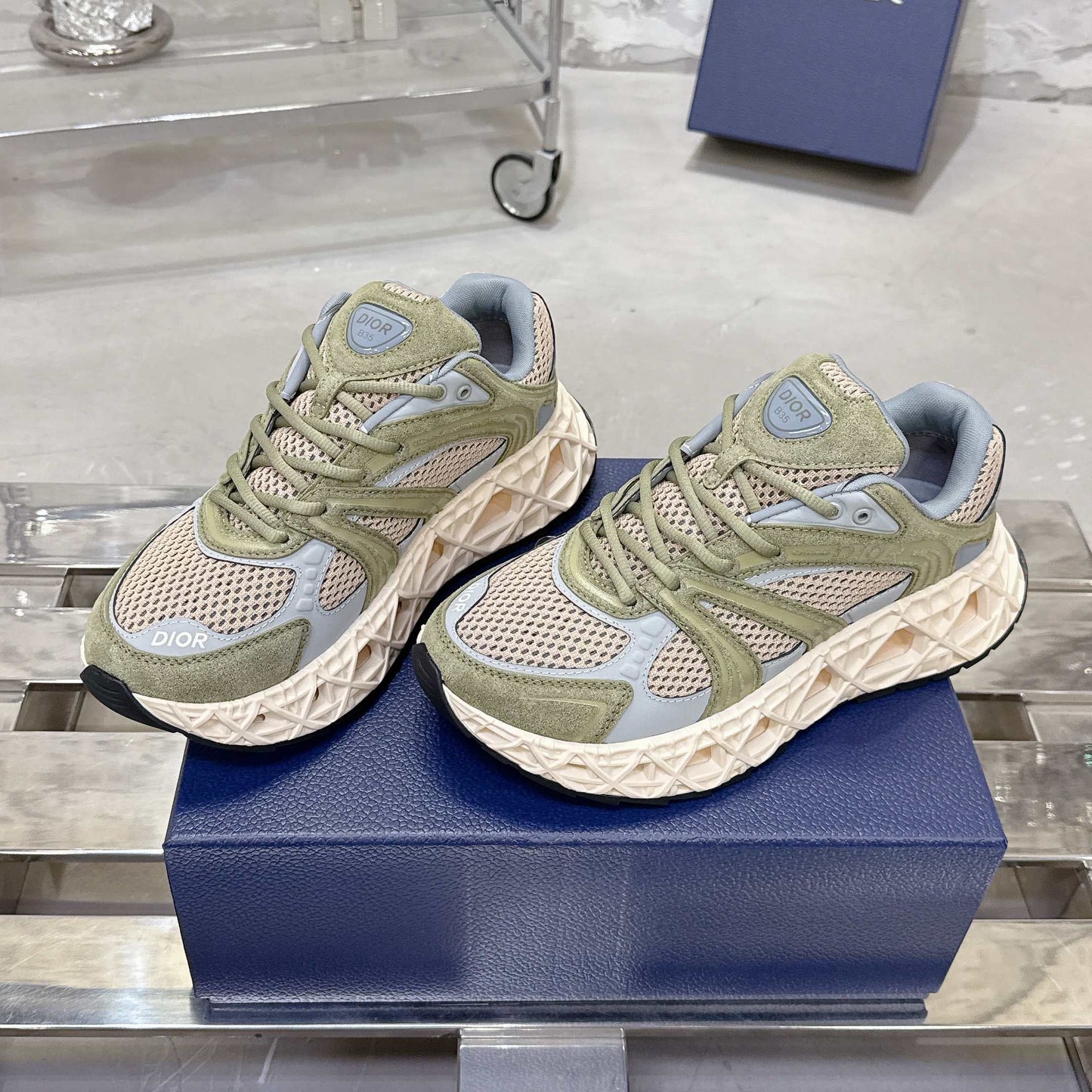 CD 26s Sneaker Olive Taupe Mesh Suede 905049