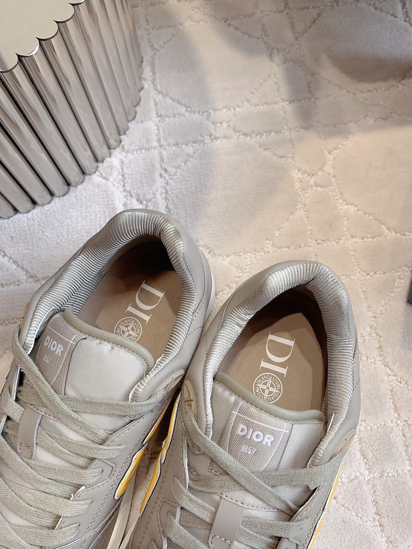 CD AND STONE ISLAND B57 Low-Top Sneaker – Limited And Numbered Edition Brown Gray Mix Orange Calfskin
