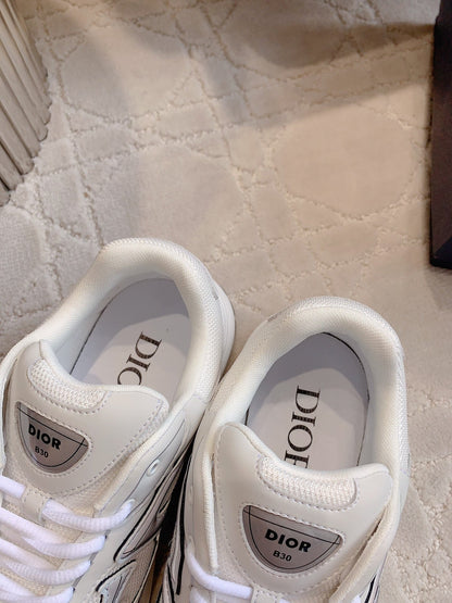 CD B30 Sneaker Milky Beige Mix Grey Black Polyester Mesh Fabric And Calfskin