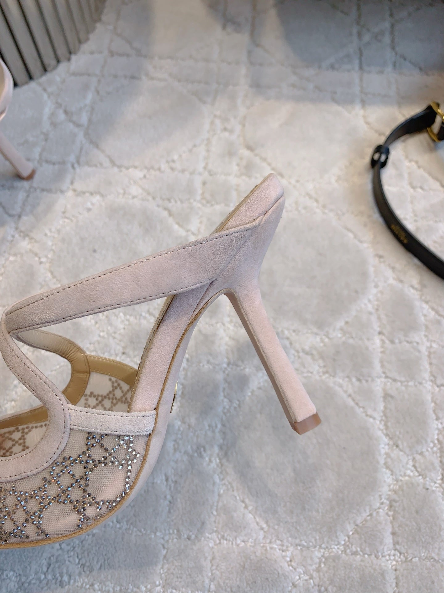 CD Capture Heeled Mule 10cm Beige Suede Mesh 615466