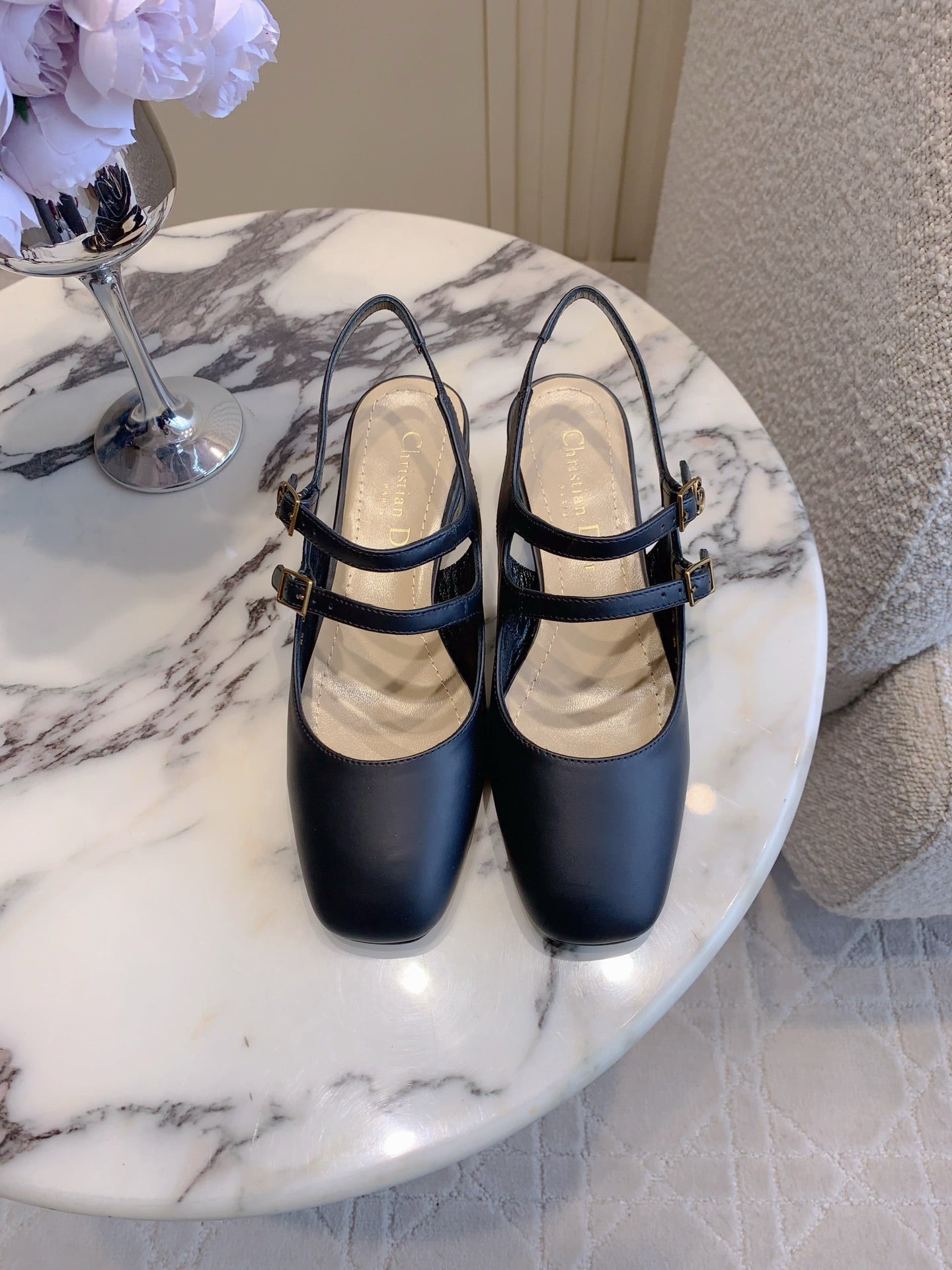 CD Chérie Slingback Pump 5cm Black Leather 615467