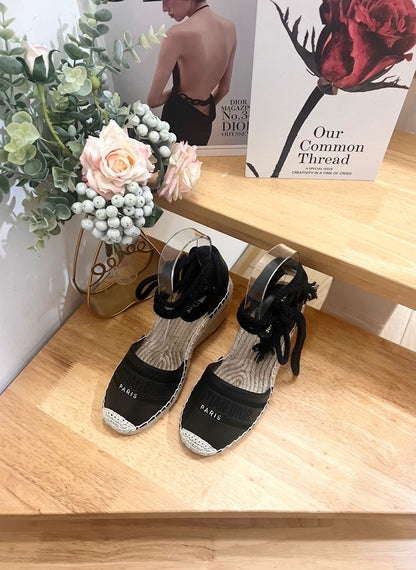 CD FW26 Wedge Sandals Black Sheepskin 692257