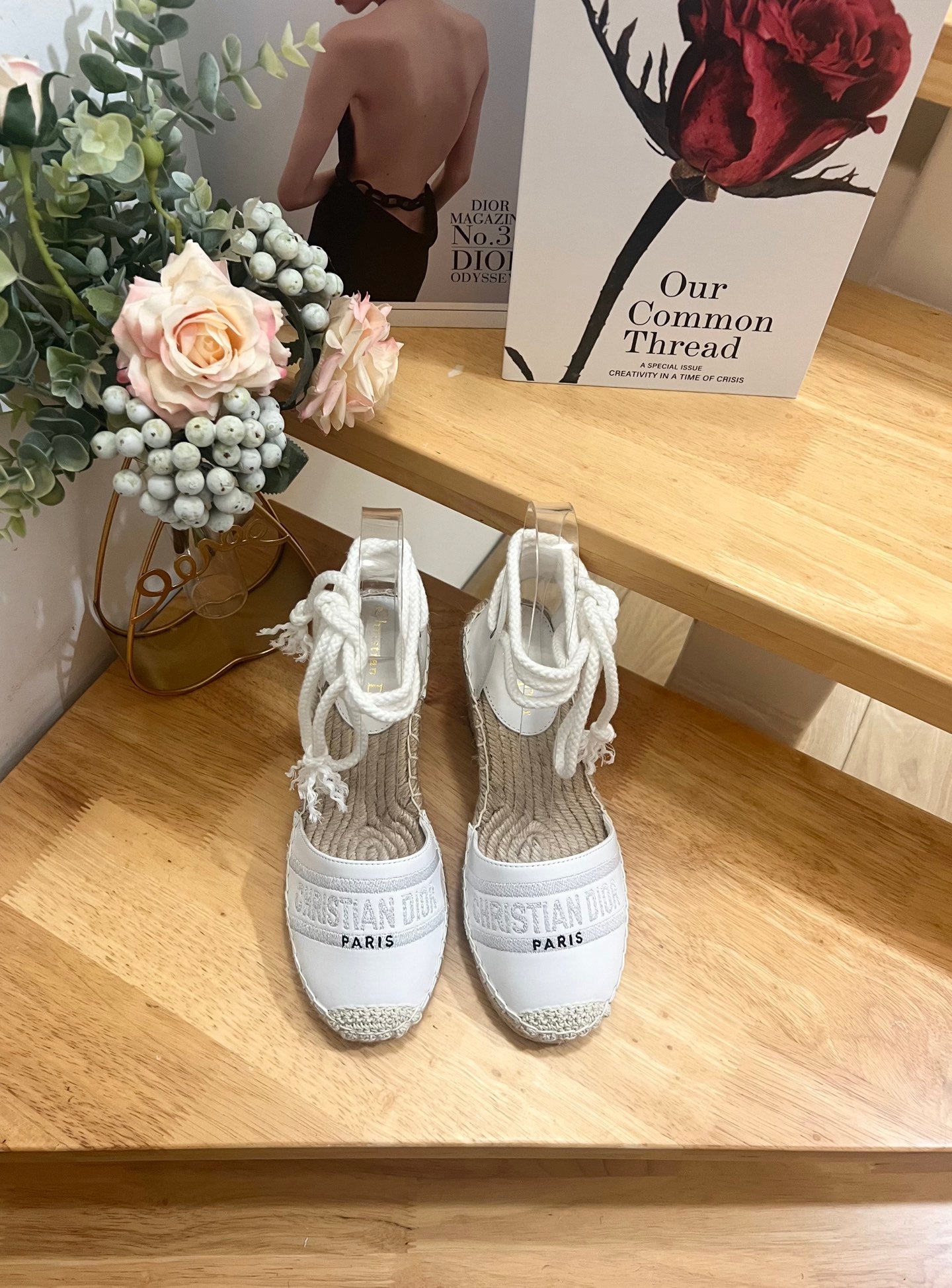 CD FW26 Wedge Sandals White Sheepskin 692258