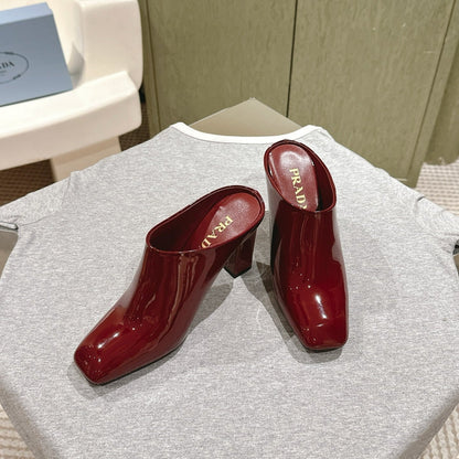 PRA 2026S High Heel Mule 75 Dark Red Patent Leather 657676