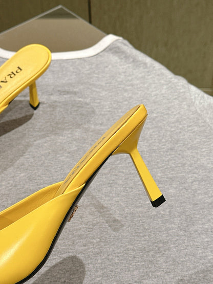 PRA 2026S High Heel Mule 80 Yellow Sheepskin 657668