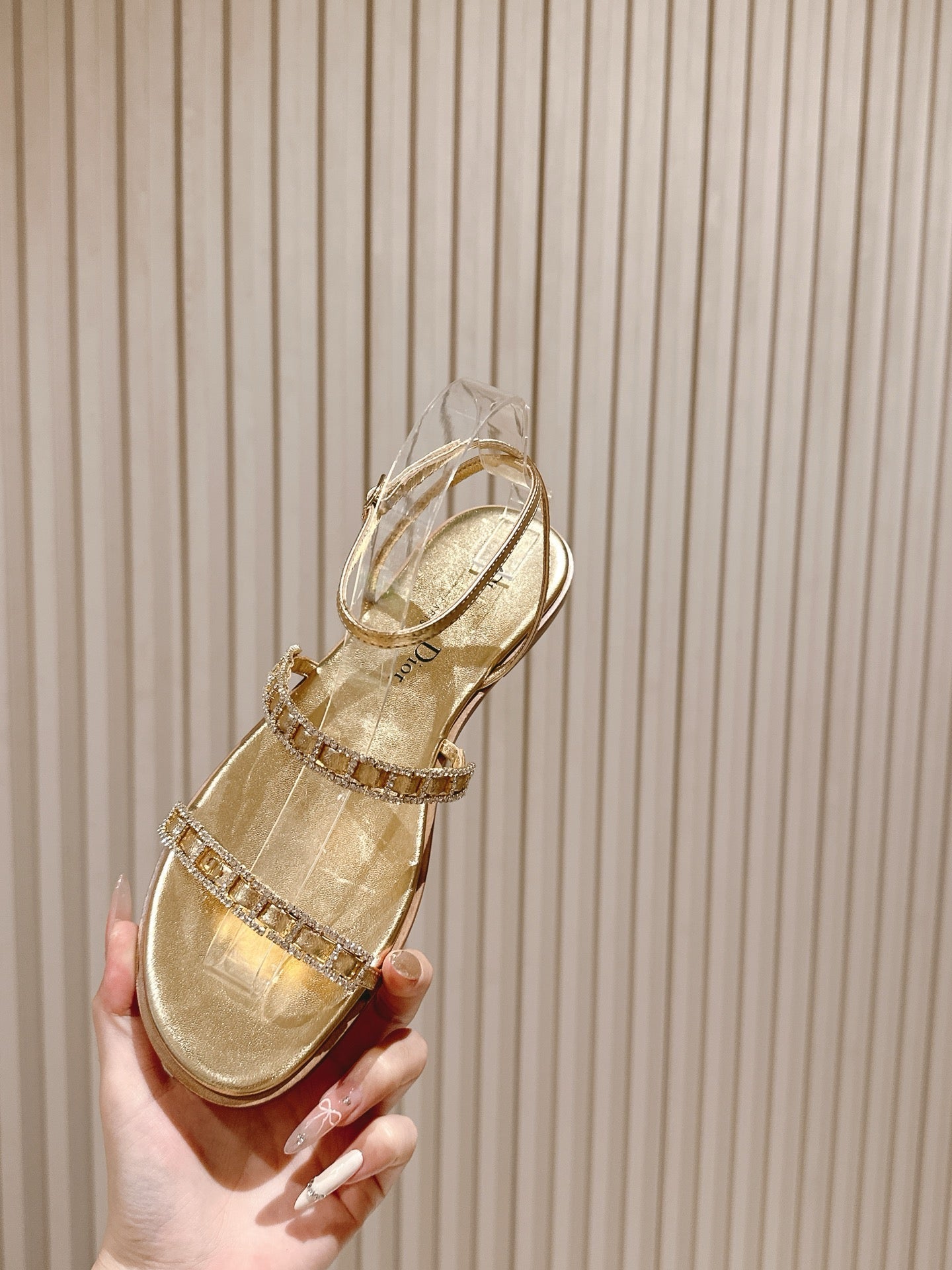 CD Diorissime Sandal Gold Metalic Lambskin 483071